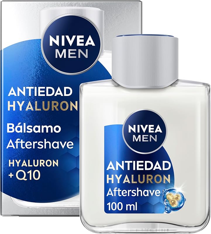 Hyaluron Bálsamo After Shave Antiedad con Ácido Hialurónico (1 x 100 ml), bálsamo hidratante para calmar la piel tras el afeitado, bálsamo facial refrescante