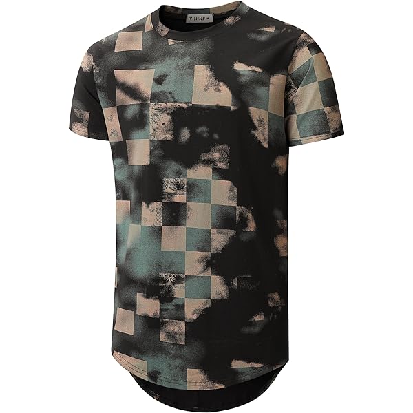 KLIEGOU Men's Longline Graphic T-Shirt | Curved Hem Crew Neck | 95