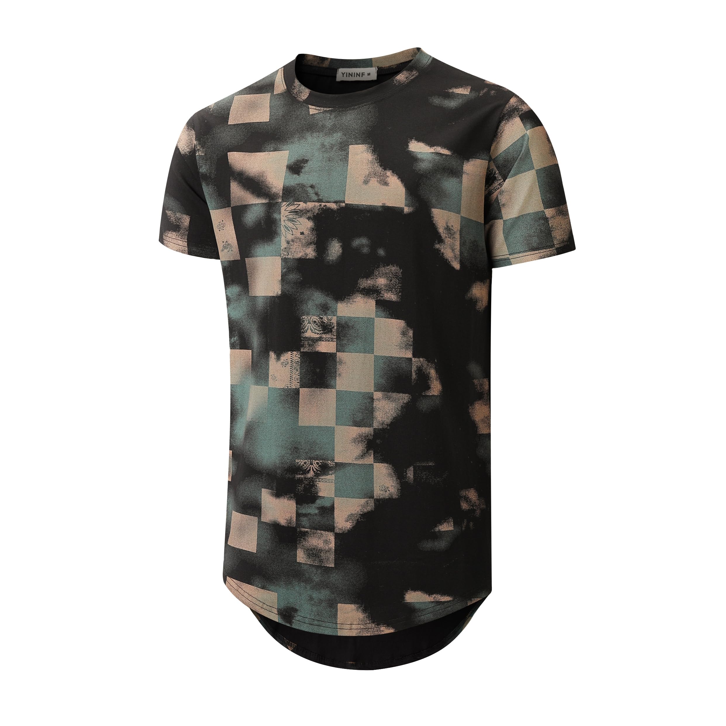 Photo 1 of YININF Mens Hipster Hip Hop Short Sleeve Print T-Shirt Shirts Men(FK001 Green M)