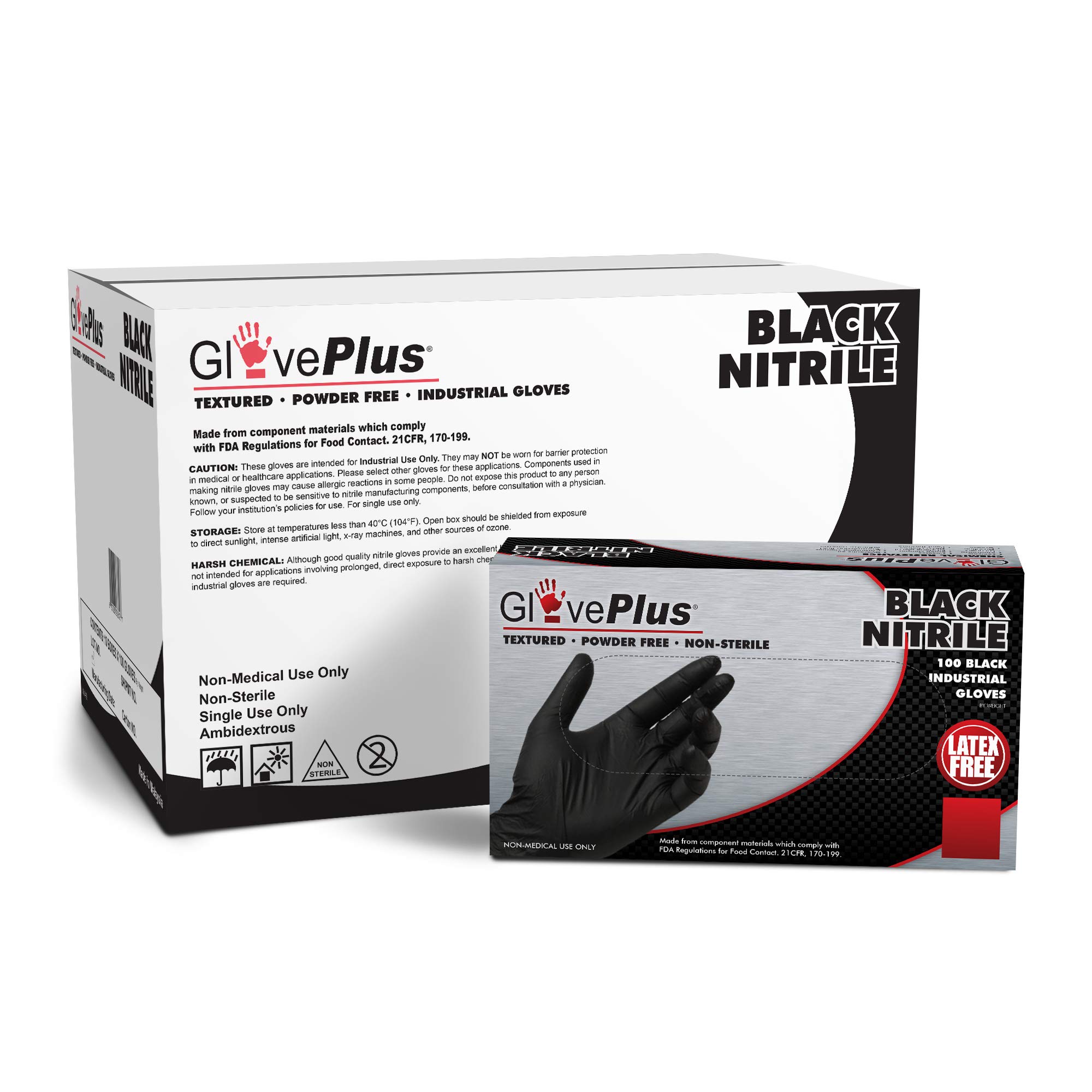 AMMEX GlovePlus Black Nitrile Industrial Gloves, Pallet of 70 Cases/70,000  Gloves, mil, Size Medium, Latex Free, Powder Free, Textured, Disposable