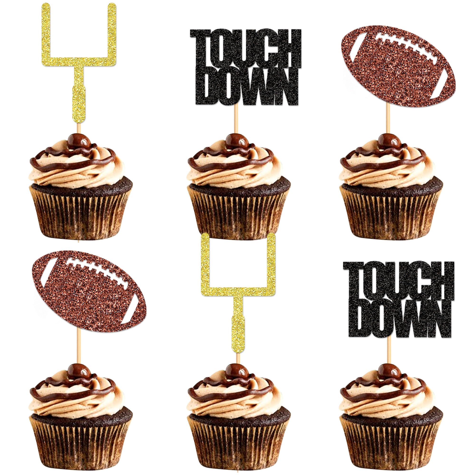 Photo 1 of ****FINAL SALE NOT RETURNS****Ercadio 30Pcs Rugby Birthday Cupcake Toppers Glitter Sport American Football Cake Picks Decorations for Rugby Sports Theme Baby Shower Kids Birthday Supplies