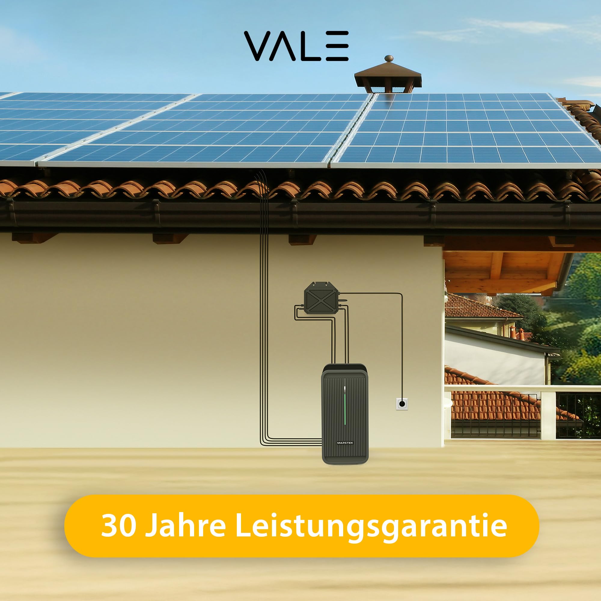VALE Balkonkraftwerk Bifazial 900 Wp Full Black - Marstek-M2-800 Wechselrichter - Solaranlage - Hochwertiges Solarpanel Set - 5m AC-Kabel 7