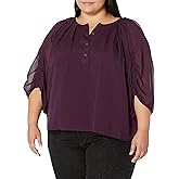 Calvin Klein Womens Cinched Sleeve Blouse