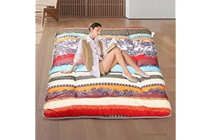 DPRRCX Japanese Floor Mattress,Roll Up Memory Foam Tatami Mat Easy to Store and Portable,Futon Mattress Suitable for Camping and Guest Room (Bohemia, Full (80" X 47"))