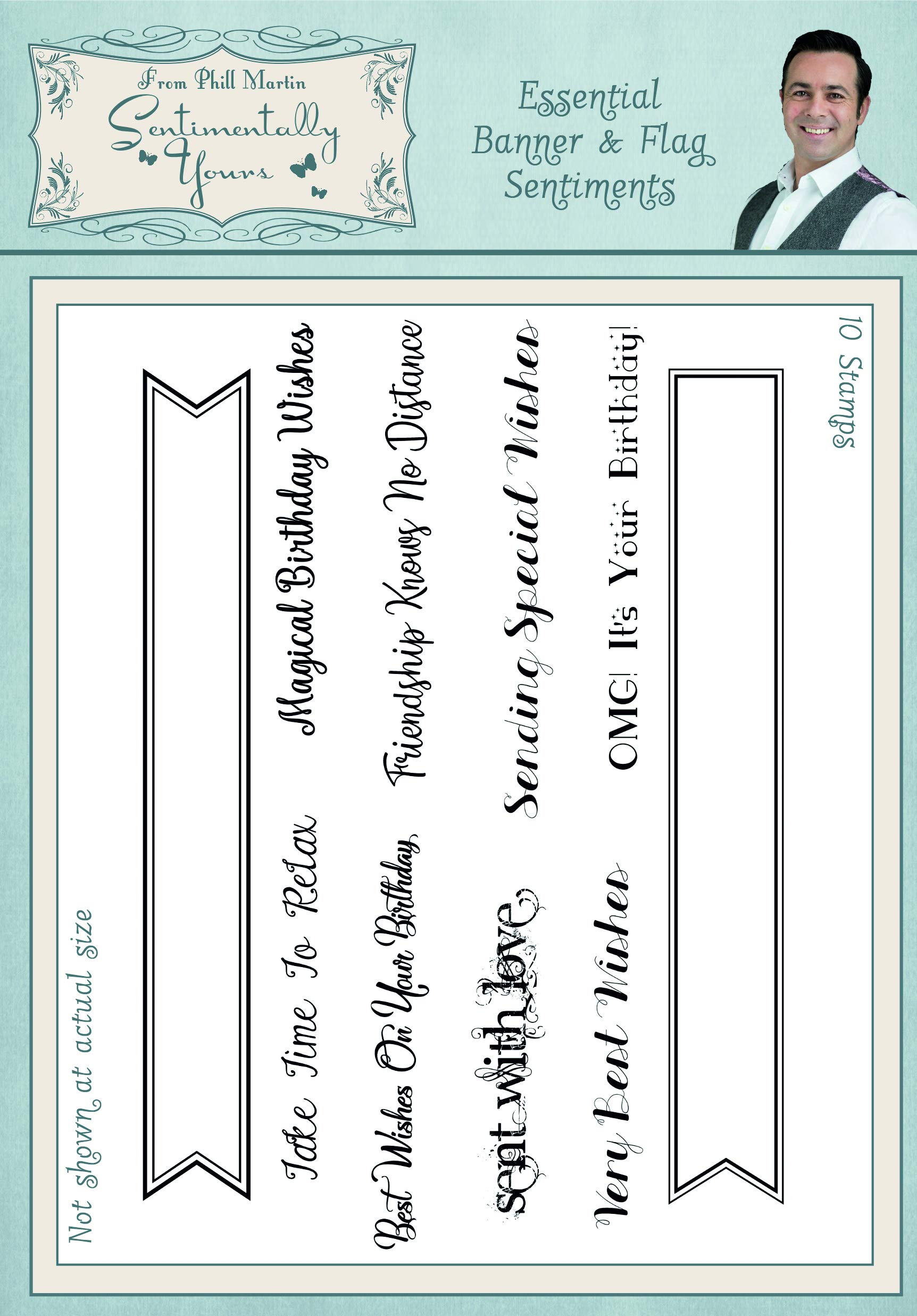 Sentimentally Yours Essential Banner & Flag A5 Clear Stamp Set, Grey