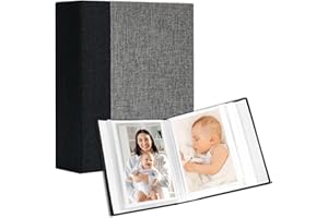 Hiwhy Linen 4x6 Photo Album 2 Packs, Each Hardcover Small Insert Bookshelf Photo Albums for 52 Photos, Ideal for Kids Wedding Travel, Black