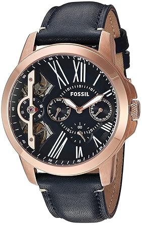 fossil grant automatic blue leather watch