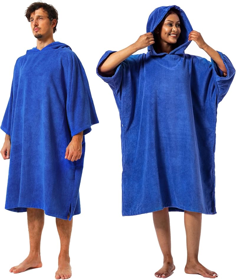 Winthome Changing Bath Robe Surf Poncho Towel Hooded M Classic Blue