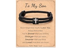Shonyin Boys Valentines Gifts, Faith Cross Bracelet for Teenage Boy, Ideal Gift for Son, Grandson, Nephew, Brother