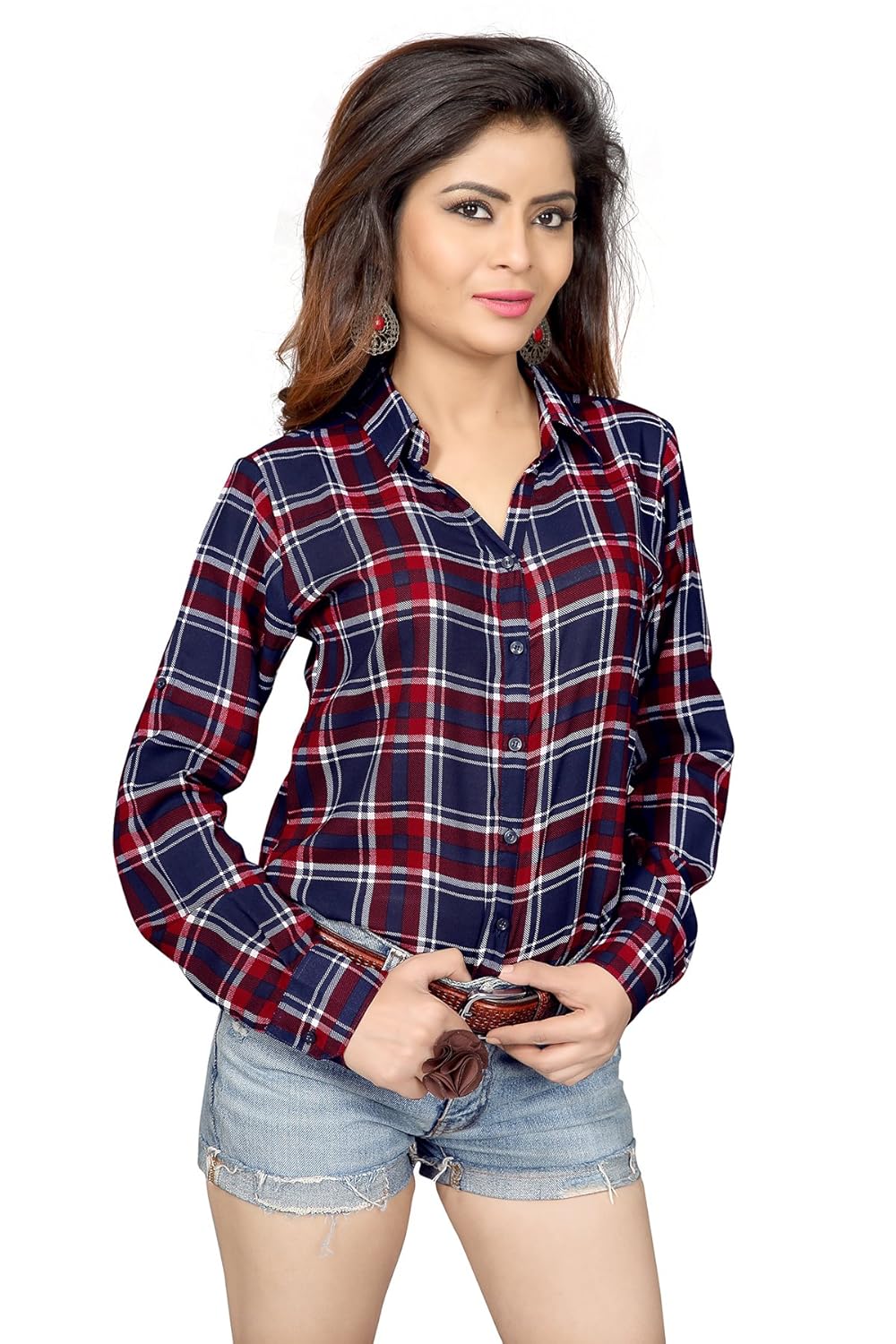 trendif women's viscose checkered shirt