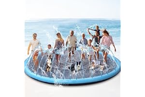 CONDERYANG 16 ft Giant Inflatable Splash Pad Extra Large 192" 2025 Update Non Slip Pad for Adults Large Dogs Pets Giant Thicken Sprinkler Pool Summer Outdoor Fun Backyard Fountain Play Mat (Classic Style)