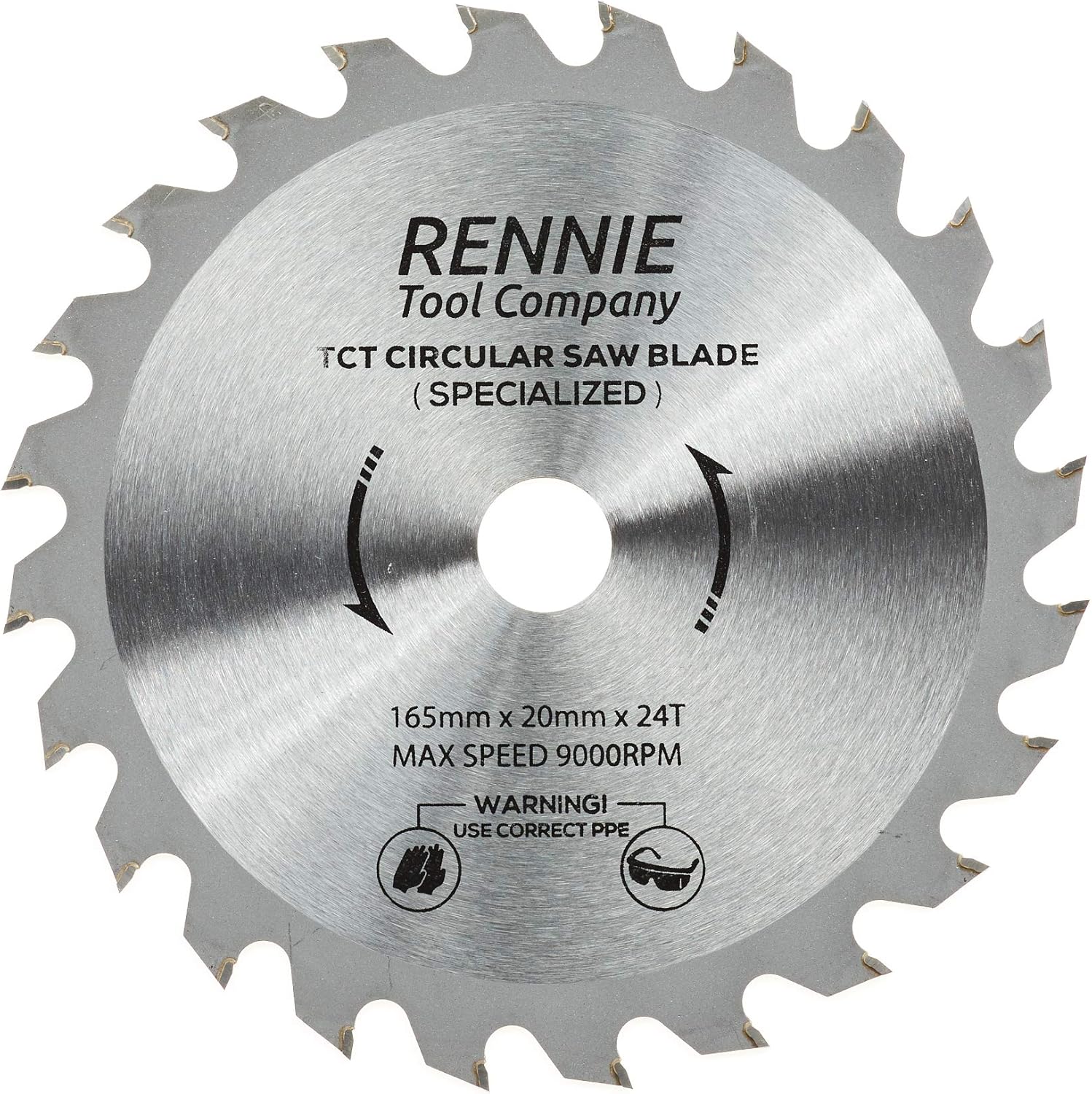 Rennie Tool 165mm x 20mm x 24T TCT Cordless Circular Wood Saw Blade. Fits Bosch Makita Ryobi Dewalt DC390, DWE007, DCS391