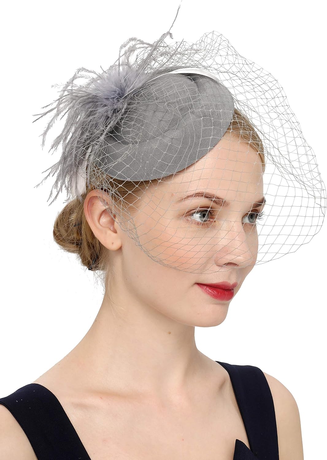 Fascinators Hats 20s 50s Hat Pillbox Hat Cocktail Tea Party Headwear with Veil for Girls and Women