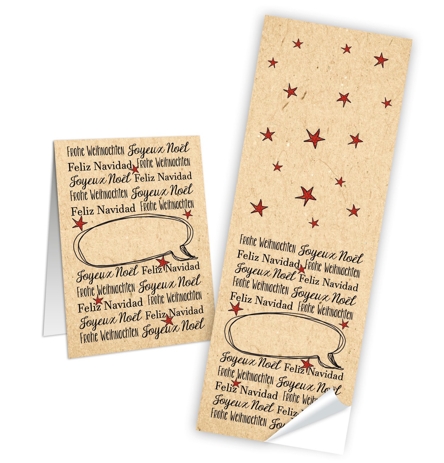 Logbuch-Verlag Sticker Merry Christmas Sticker 5 x 14.8 cm Red Beige Natural Labels 25 Stück