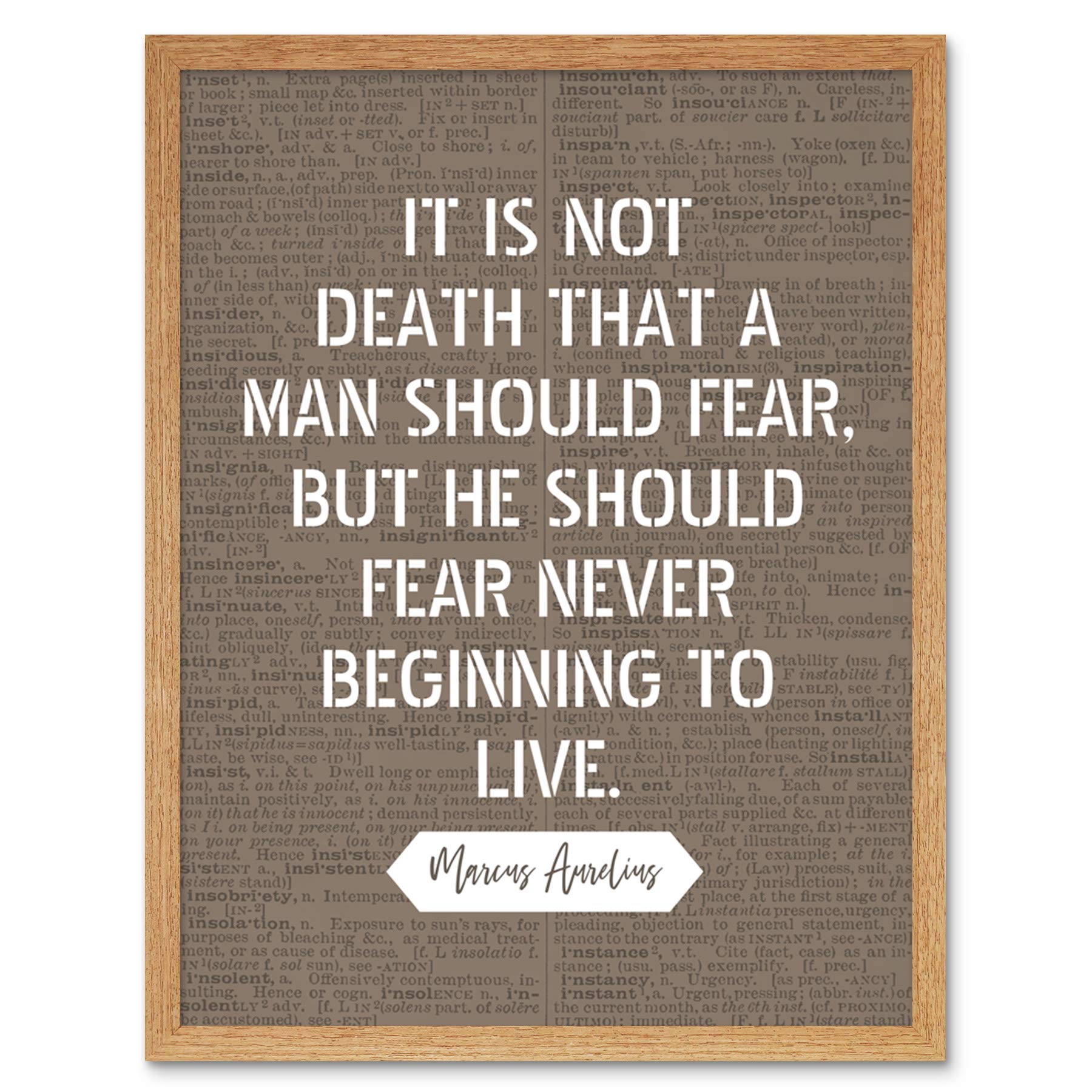 Artery8 Dictionary Inspiring Quote Marcus Aurelius Death Beginning to Live Art Print Framed Poster Wall Decor 12x16 inch