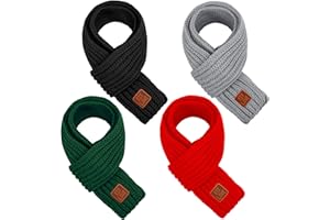 TODDOR 4 Pieces Kids Scarf Winter Knitted Kids Scarves Solid Color Neck Warmer for Children