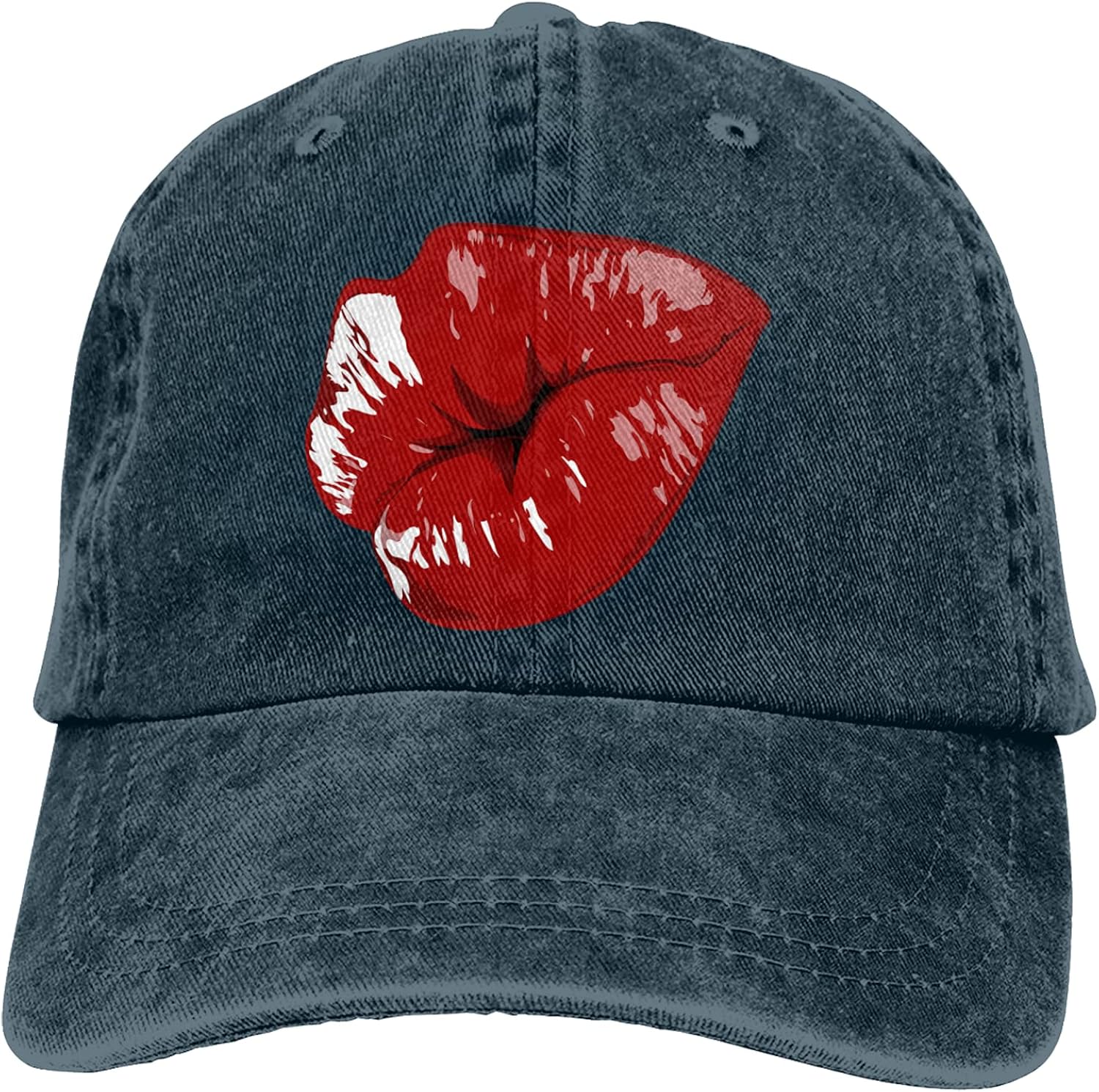 Red Lips Denim Baseball Caps Adjustable Sport Outdoor Sun