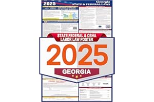 RSGIFT 2025 Georgia (GA) State Labor Law Poster,Federal and OSHA Compliant Laminated Poster,Workplace Required Posting for Employees