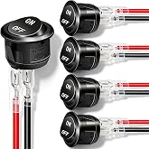 Twidec/5Pcs 12V Round Rocker Switch AC 6A/250V 10A/125V SPST 2 Pin 2 Position On/Off Toggle Switch for Car Boat Automotive RV Black with Wires KCD1-5-101-ON-OFF-CX