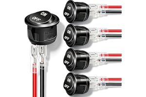 Twidec/5Pcs 12V Round Rocker Switch AC 6A/250V 10A/125V SPST 2 Pin 2 Position On/Off Toggle Switch for Car Boat Automotive RV Black with Wires KCD1-5-101-ON-OFF-CX