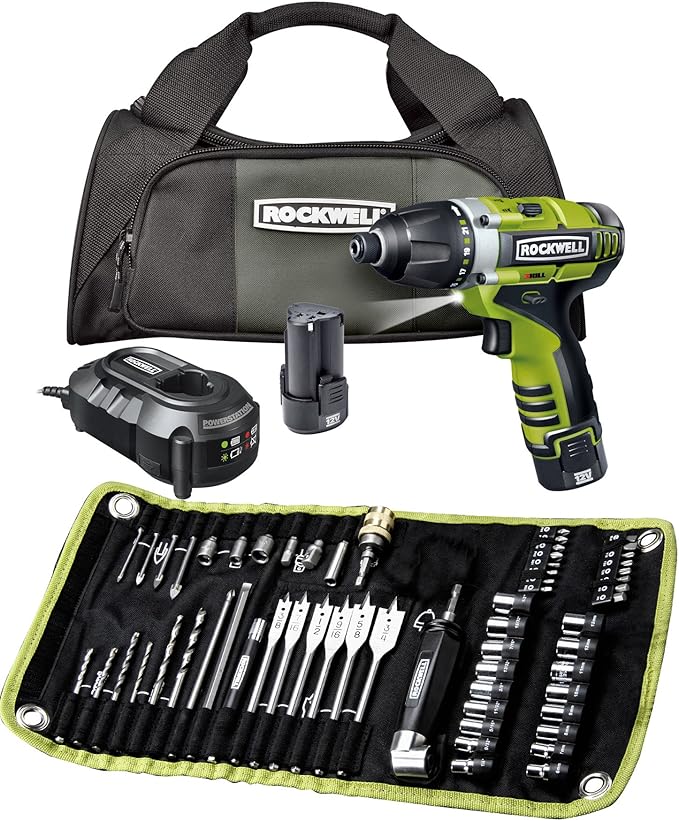 Rockwell RK2515K2.2 3RILL 3in1 12Volt Impact Drill and Driver, 62