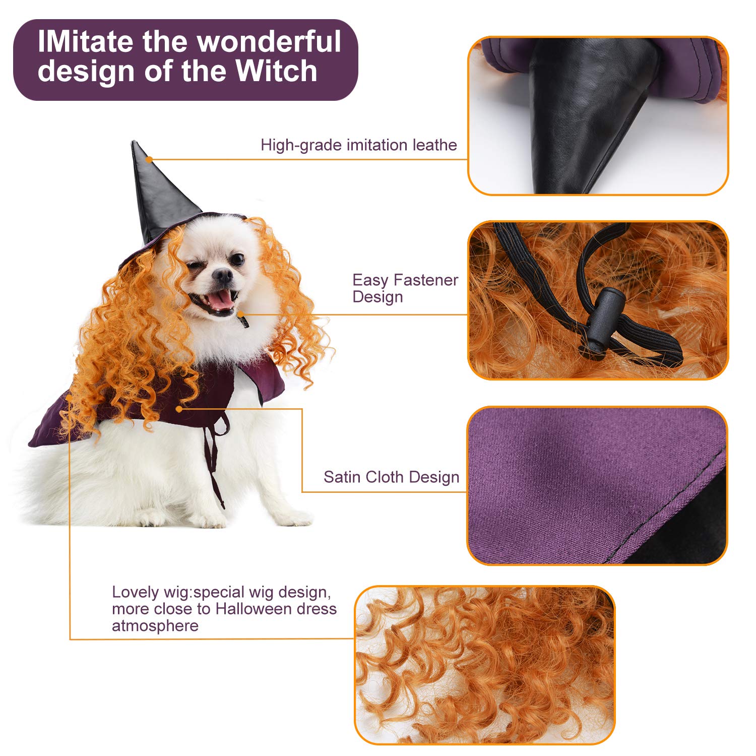 Legendog Halloween Costumes for Dogs, Dog Halloween Costumes, Funny Cat Dog Cape, Dog Wizard Cape and Dog Hat With Wig Pet Costume Set