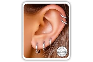 AMASIS Hypoallergenic Surgical Steel Earrings Sets for Sensitive Ears Lightweight Small Huggie Hoop Earrings 20G Stainless Steel Opal Ball Pearl CZ Flat Back Earrings for Women Men Trendy Cartilage Earrings Hoop Stud