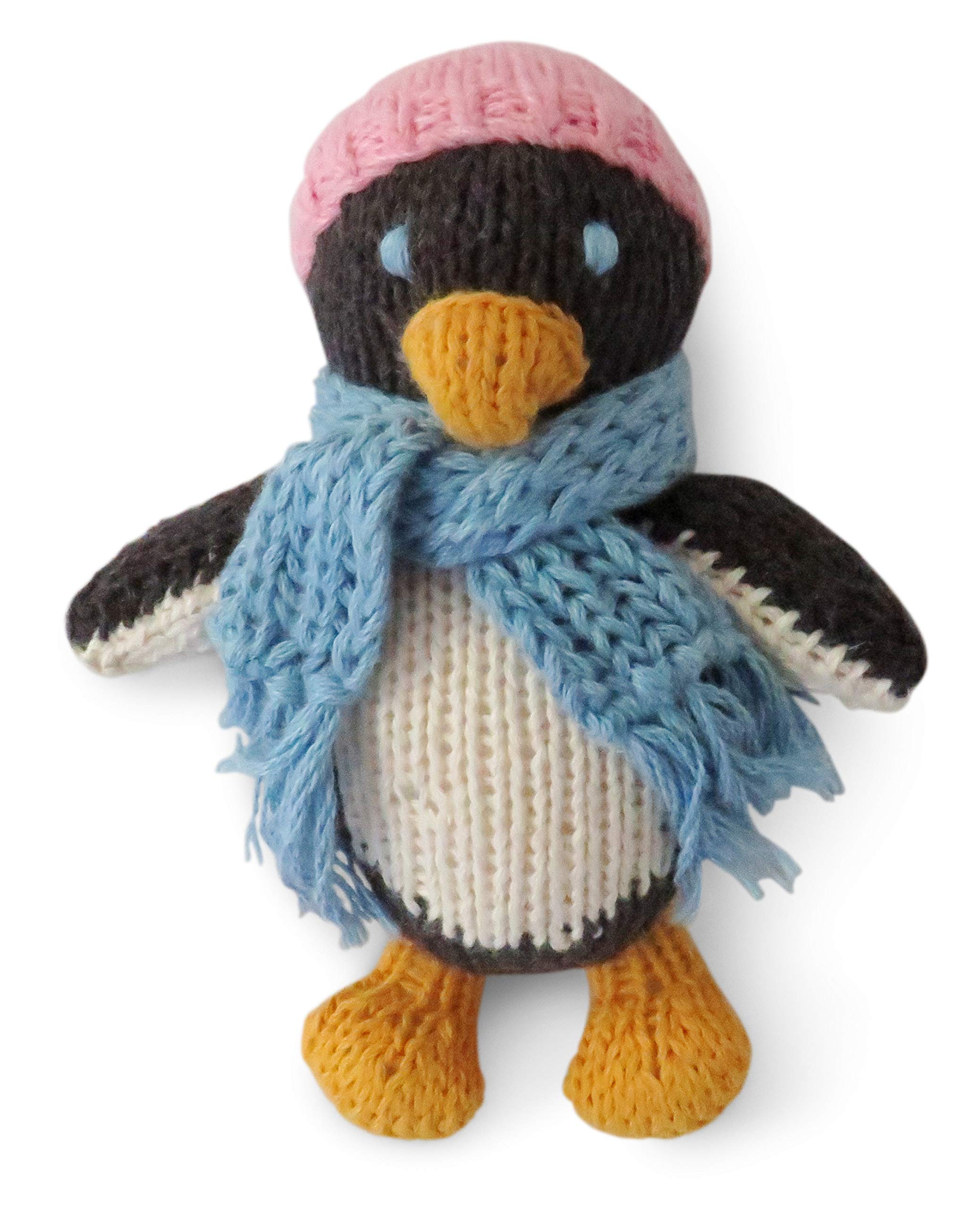 Hand-Knitted Penguin Soft Toy in a Beanie Hat