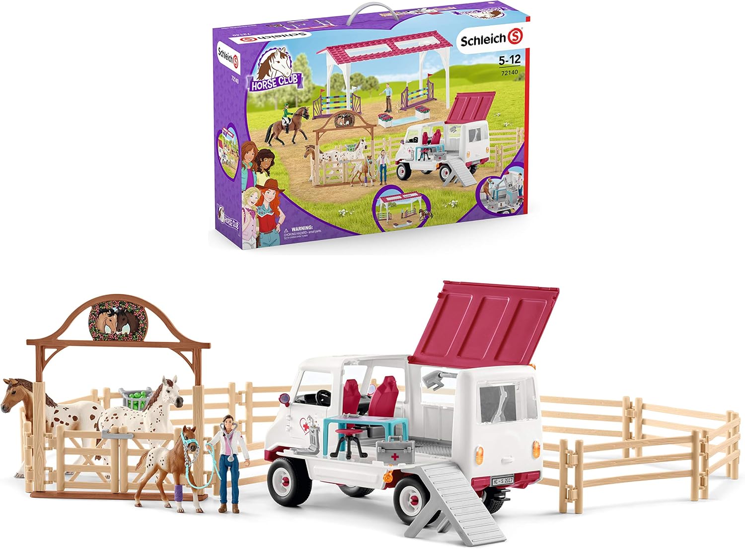 SCHLEICH 72140 Fitness-Check vor dem großen Turnier, ab 5 Jahren, HORSE CLUB, Spielset, 39 Teile, Multicolor