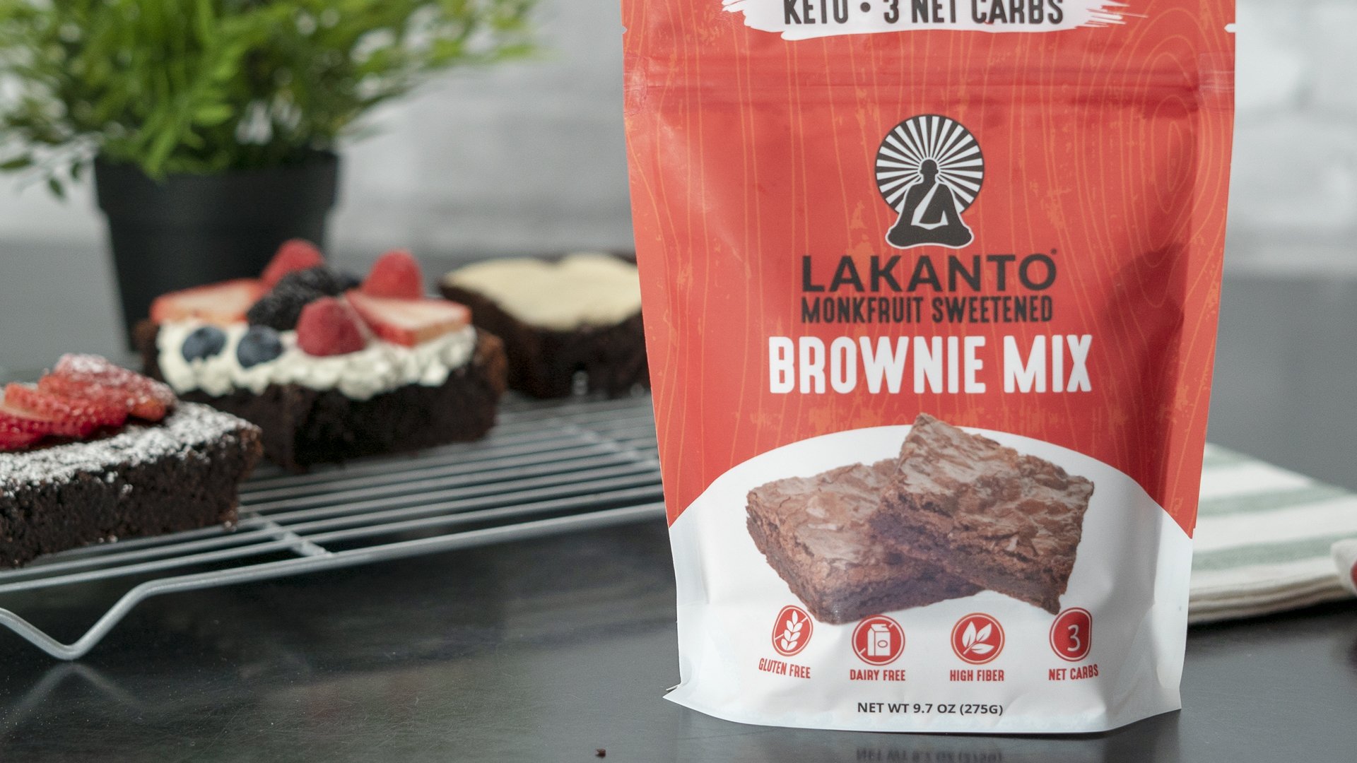 Lakanto SugarFree Brownie Mix, 3 Net Carbs, GlutenFree (16 Servings