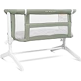 Baby Delight Beside Me Serenity Bassinet | Lightweight Bedside Sleeper & Baby Bassinet | 7-Position Height Adjustment | 100% GOTS Certified Organic Cotton Fabric | Organic Sage