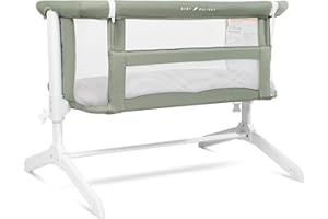 Baby Delight Beside Me Serenity Bassinet | Lightweight Bedside Sleeper & Baby Bassinet | 7-Position Height Adjustment | 100% GOTS Certified Organic Cotton Fabric | Organic Sage