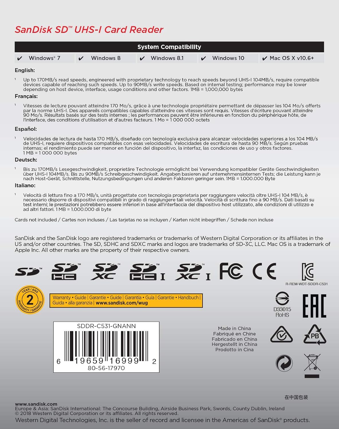 SanDisk SD UHS-I Card Reader - SDDR-C531-GNANN: Computers & Accessories