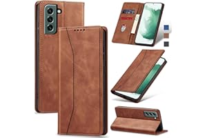 Jasonyu Flip Wallet Case for Samsung Galaxy S22 5G,Leather Magnetic Folio Cover with Card Holder,Kickstand - TPU Shockproof Durable Protective Phone Case,Brown
