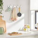 SONGMICS Wall-Mounted Coat Rack with 4 Tri-Hooks White Silver LHR030E01 view 3