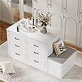 TAMUNE Armoire Bedroom Wardrobe Closet Island with 12 Drawers & Flip Door, Walk in Closet Island with Storage Bench, Islands Dresser for Bedroom Cloakroom White (61.9”W x 27.6”D x 32.6”H)