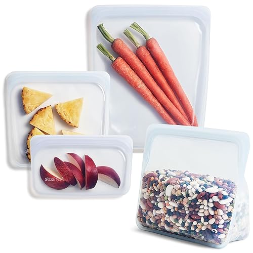 Stasher Platinum Silicone Food Grade Reusable Storage Bag, Clear (Bundle  4-Pack Large) Reduce Single-Use Plastic Cook, Store, Sous Vide, or  Freeze