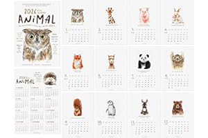 TODO BIEN DESIGN INC. 2026 Desk Calendar - Animal, Dog Watercolor Monthly Calendar with motivational quotes, Made in USA, 5x7 pages with Easel for Home Office School, Holiday New Year Gift (2026 Animals, Refill Pages Only)
