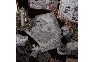 Kit de 180 fournitures de scrapbooking vintage noir, 120 feuilles de papier noir transparent et 60 autocollants esthétiques p