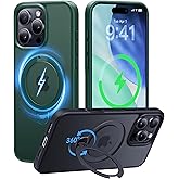 CASEKOO Patented 360 Spin Magnetic Stand for iPhone 16 Pro Max Case [Military Drop Protection] [Non-Slip Edge] [Compatible with MagSafe] Matte Shockproof Slim for 16 Pro Max Case 6.9'', Green