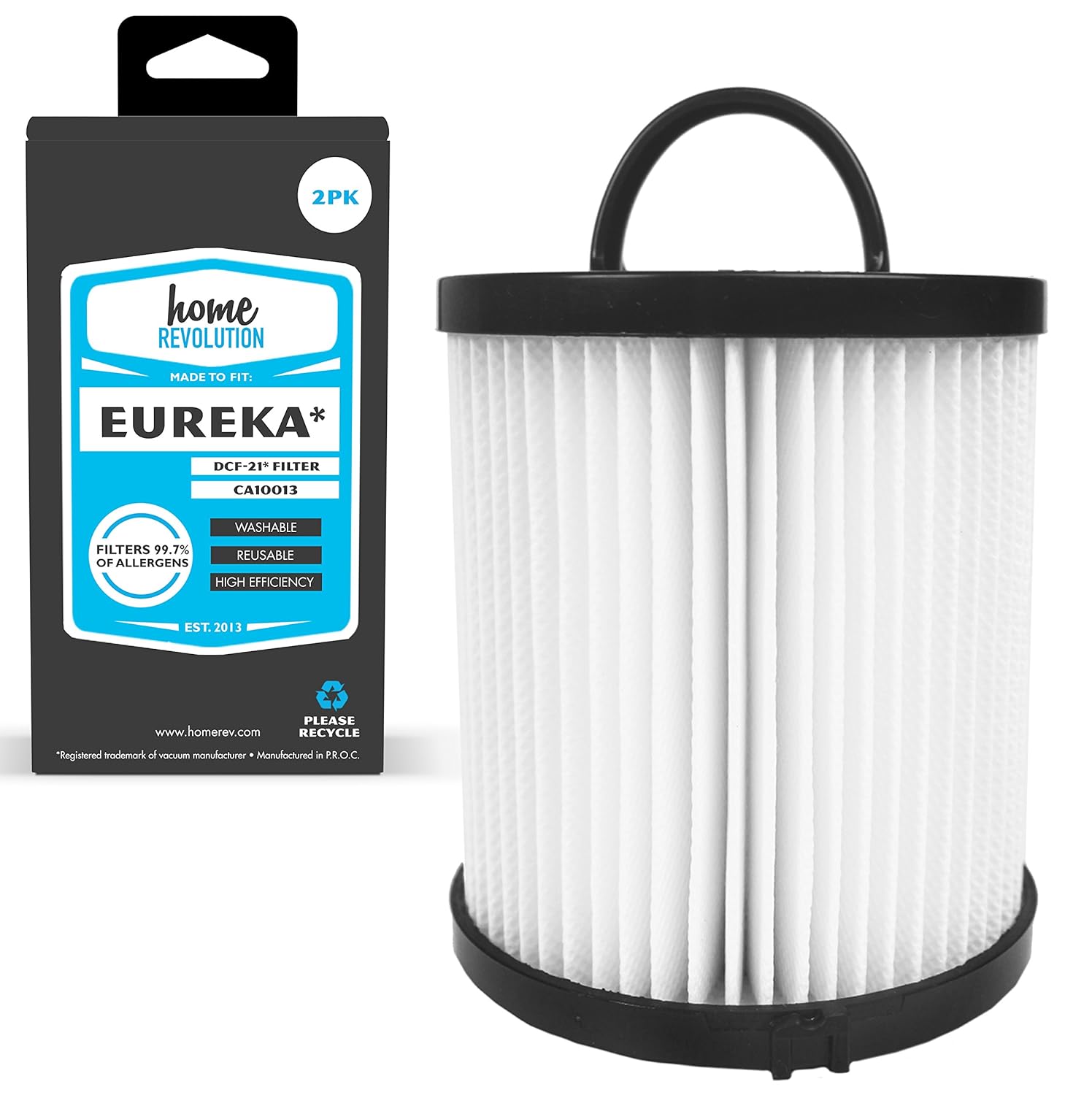 Home Revolution 2 HEPA Filters, Fits Eureka DCF-21 AirSpeed Upright Bagless & Comfort Clean Models