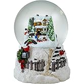 Holiday Sledding Snow Scene Snow Globe by The San Francisco Music Box