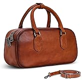 HESHE Genuine Leather Crossbody Bags for Women, Top Handle Purses Barrel Satchel Handbags with Adjustable Shoulder Strap