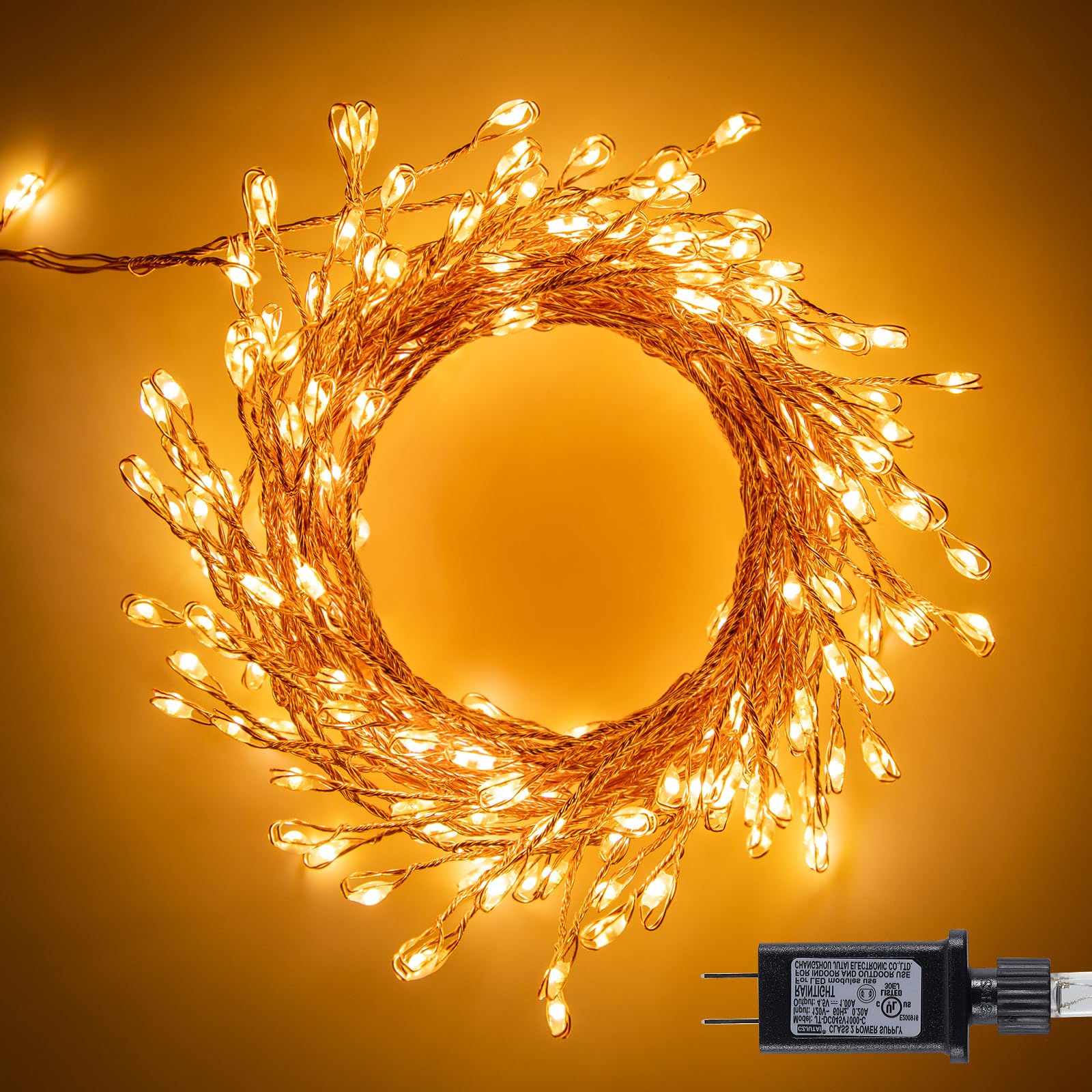 Photo 1 of Twinkle Fairy Lights Plug in,200LED Cluster String Lights - Copper Wire Waterproof Christmas Tree Lights for Bedroom Indoor Outdoor, Party Garden Patio Decor