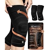 TheraCopper Copper Knee Brace for Men & Women (2 Pack) โ Non-Slip Compression Copper Knee Sleeve for Arthritis, Knees Pain Relief, Swelling, Anti inflammatory and Recovery Support (Large)