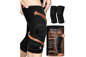 TheraCopper Copper Knee Brace for Men & Women (2 Pack) — Non-Slip Compression Copper Knee Sleeve for Arthritis, Knees Pain Relief, Swelling, Anti inflammatory and Recovery Support (Large)