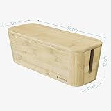 Navaris Bamboo Cable Tidy Box 32x12x11 cm Cable Organizer view 6