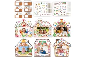 Lot de 30 cadres photo de Noël pour enfants à faire soi-même, maison en pain d'épices, bonbons, cadre photo à suspendre, déco