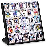 Emfogo Trading Card Display Stand, 5 Tier Sports Graded Card Display, Wooden Trading Card Display Stand for Soprts Card Collection & Show, Black