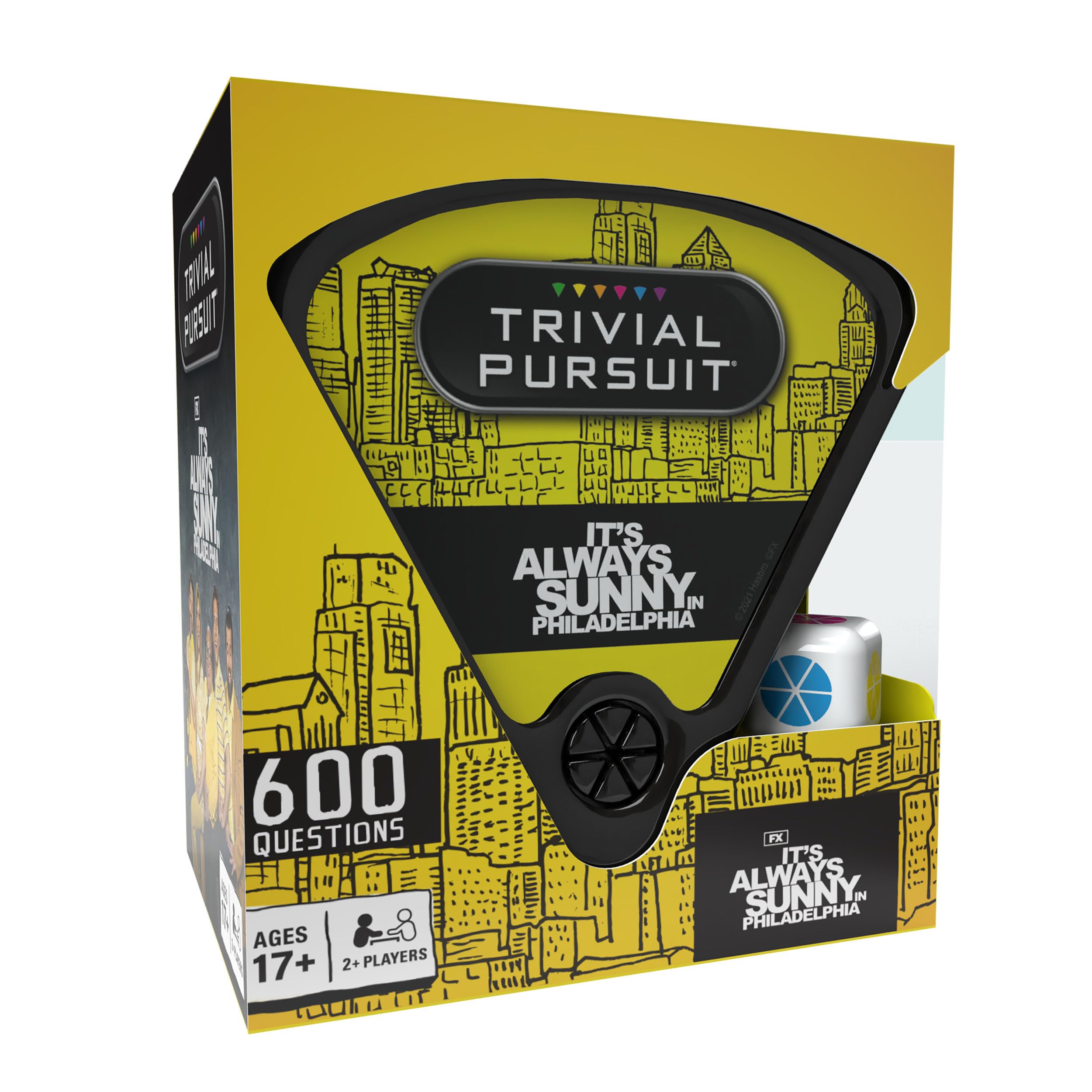 TRIVIAL PURSUIT It's Always Sunny in Philadelphia (Quickplay edition)| Officially licensed Trivia Game Questions from It's Always Sunny in Philadelphia | 600 Questions & Die in Travel Container